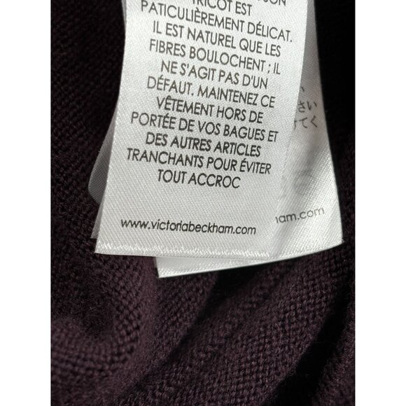 Victoria Beckham Knitted Dress XS Dark Purple Ruffle Sleeves Wool Blend - Picture 8 of 9